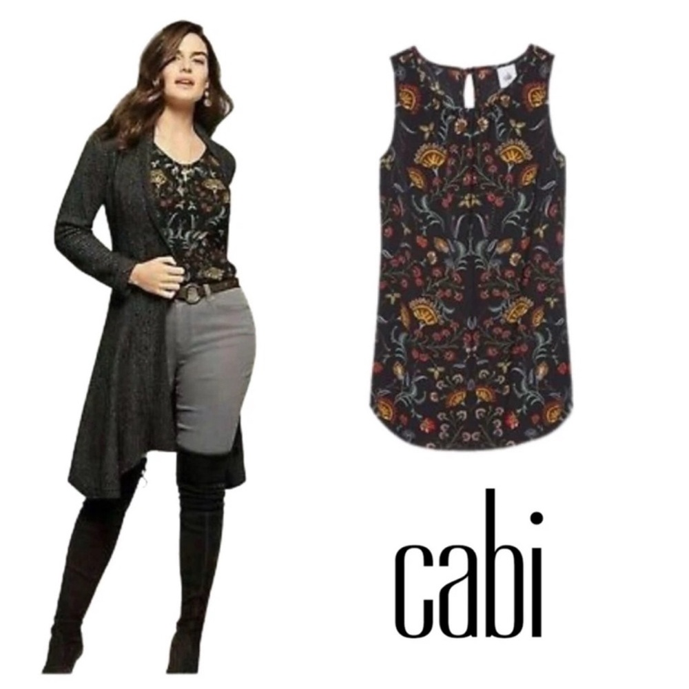 CAbi Style 3621 Womens
Legend Sleeveless Top Tie Back
Black Floral Size Medium
